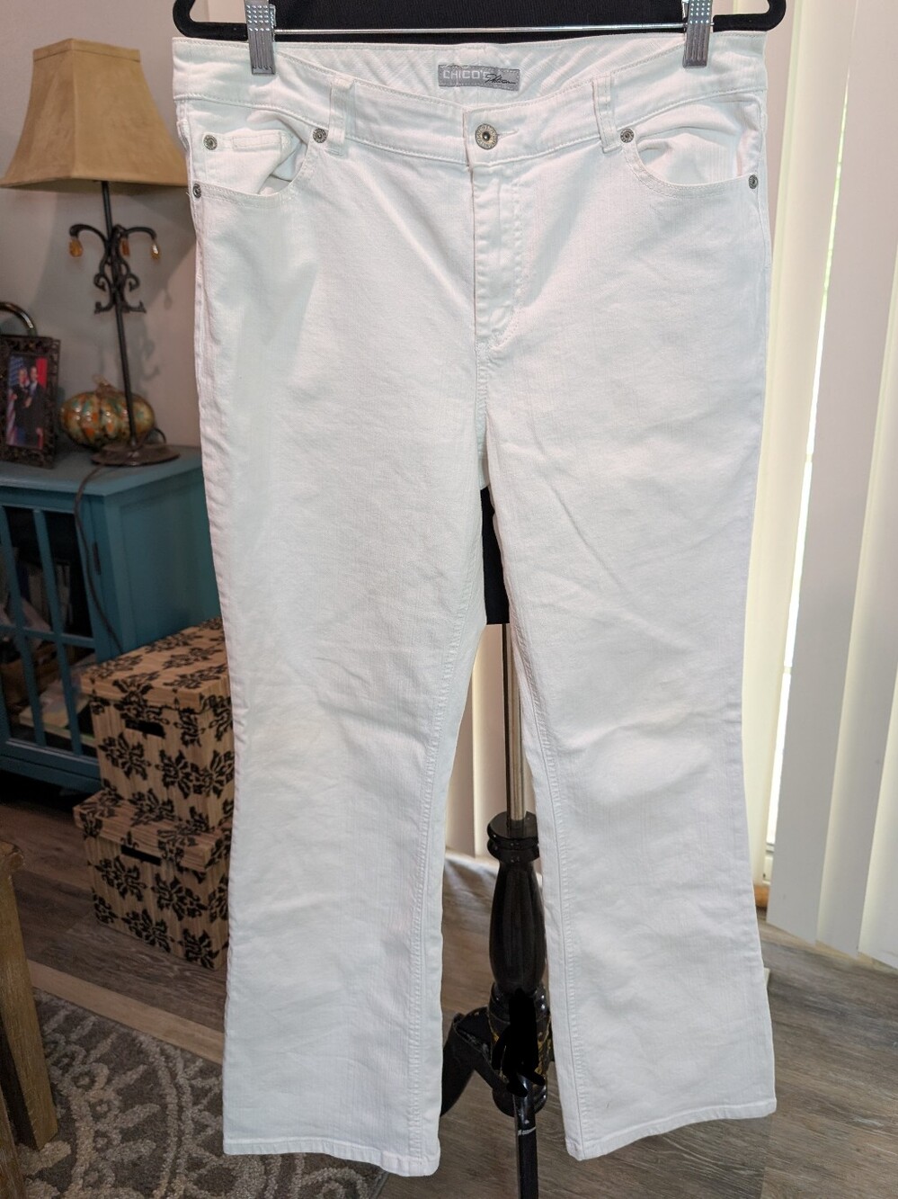 Chico's Platinum Charm WR White Stretch Bootcut Jeans